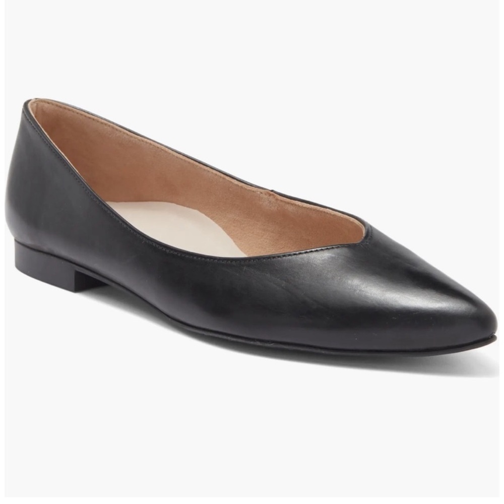 Paul Green Tia Pointed Flat Ballet Black Leather Sz Uk 4 Us 6.5